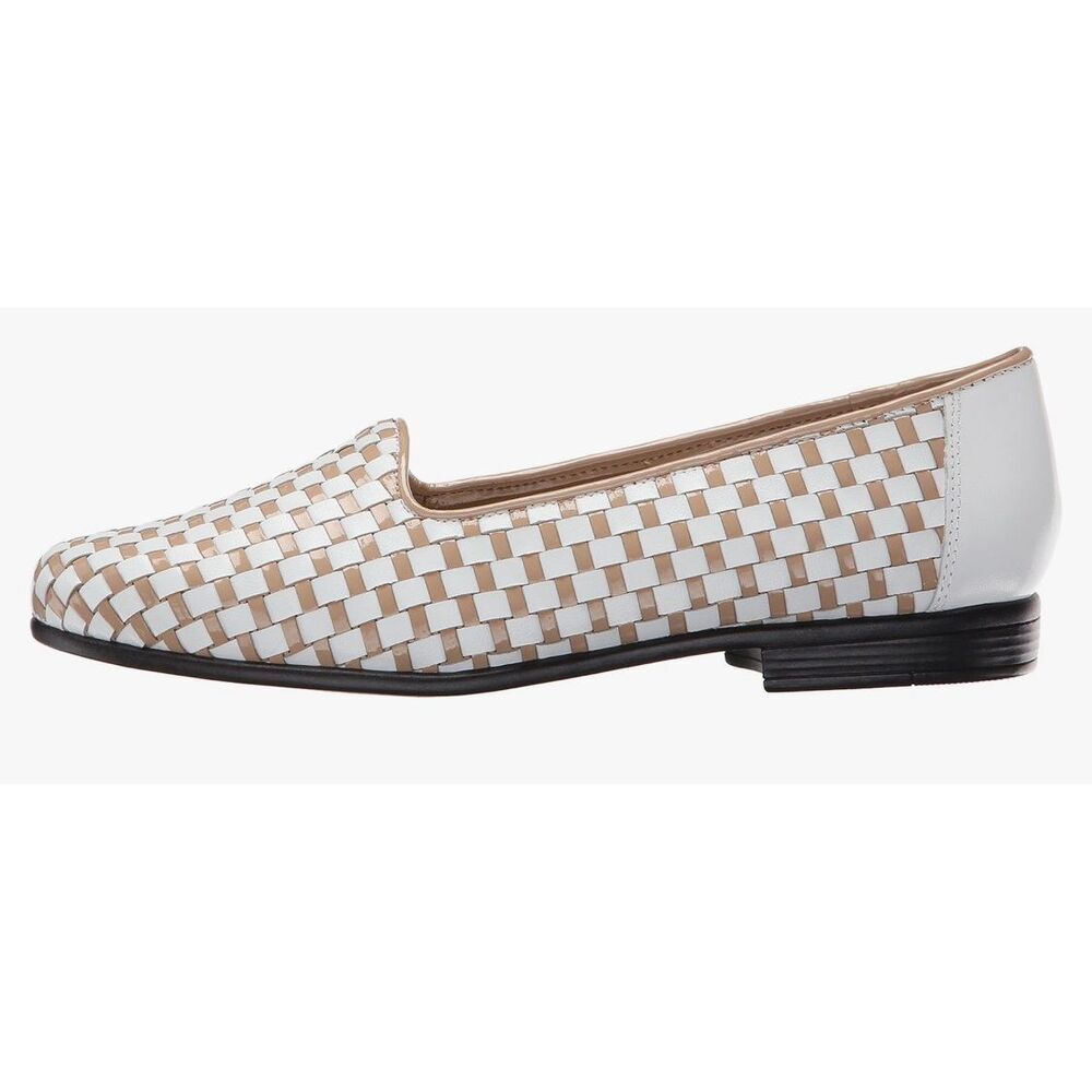 Trotters White and Tan Woven Leather Loafers